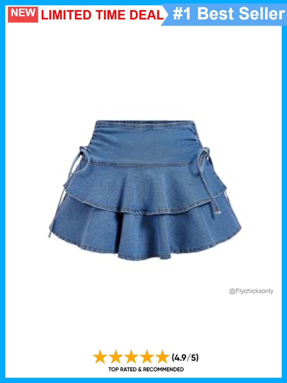 Denim Mini Skirt Low Rise Drawstring Ruched Ruffle A Line Y2K